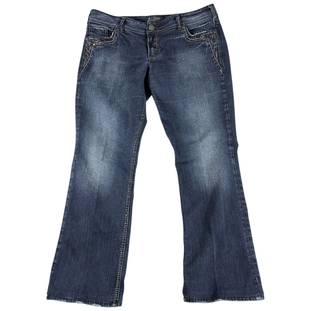 Silver Jeans Suki Women W36/L33 Blue Dark Wash Bootcut Midrise Y2K Western